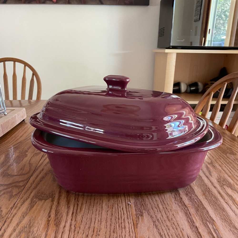 Pampered Chef covered stone wear baking dish.